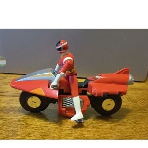 Bandai Power Rangers In Space Red Power Ranger with Galaxy Glider Motorcycle '97
